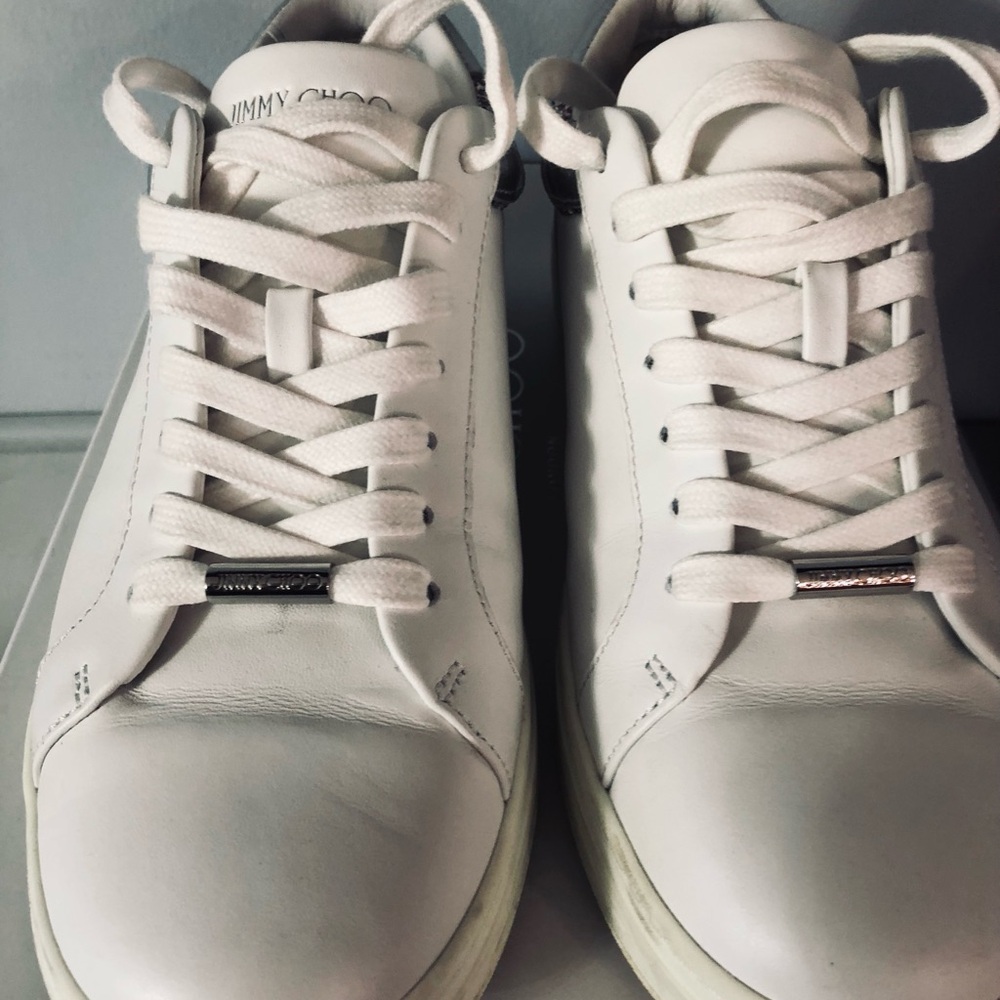 Jimmy Choo Rome Leather Sneakers Glitter -  Size 39.5 - Picture 3 of 9
